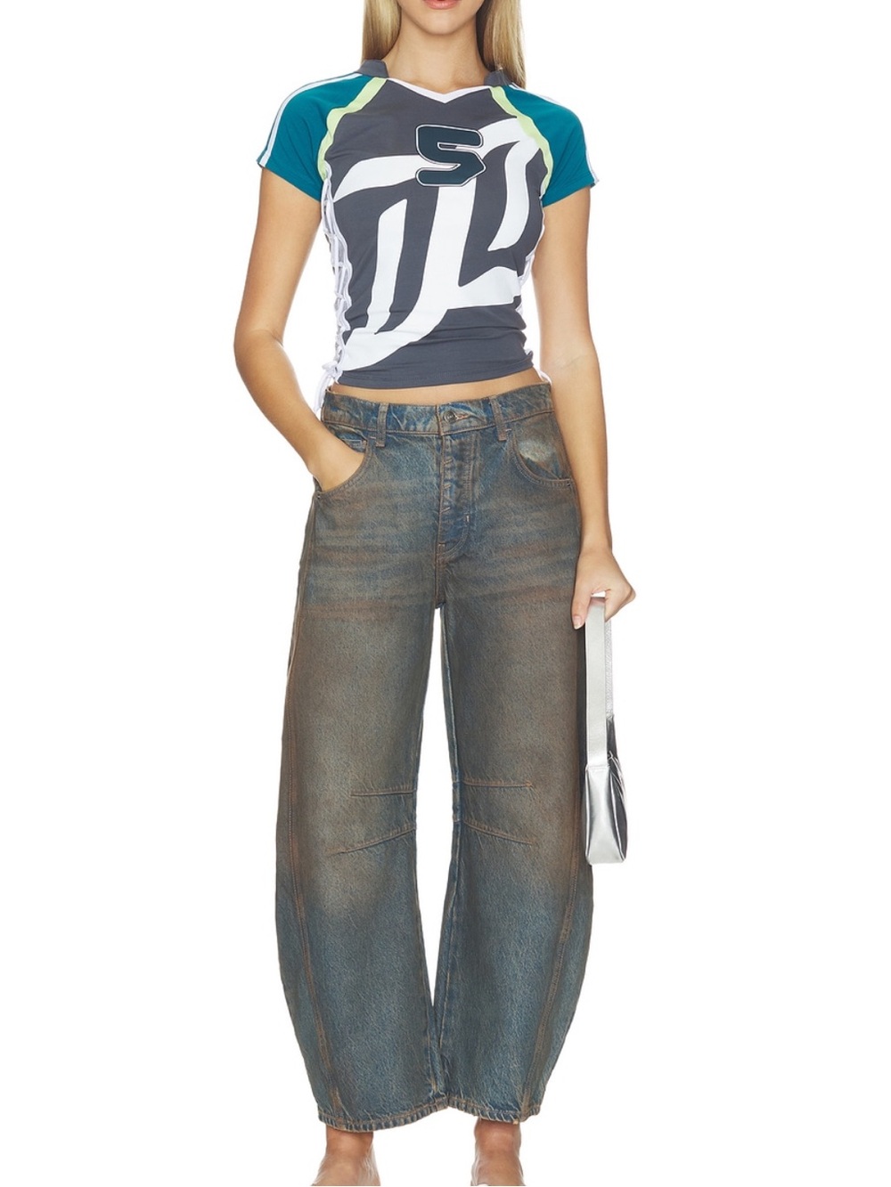 Free People Desert Washed Barrel Jeans